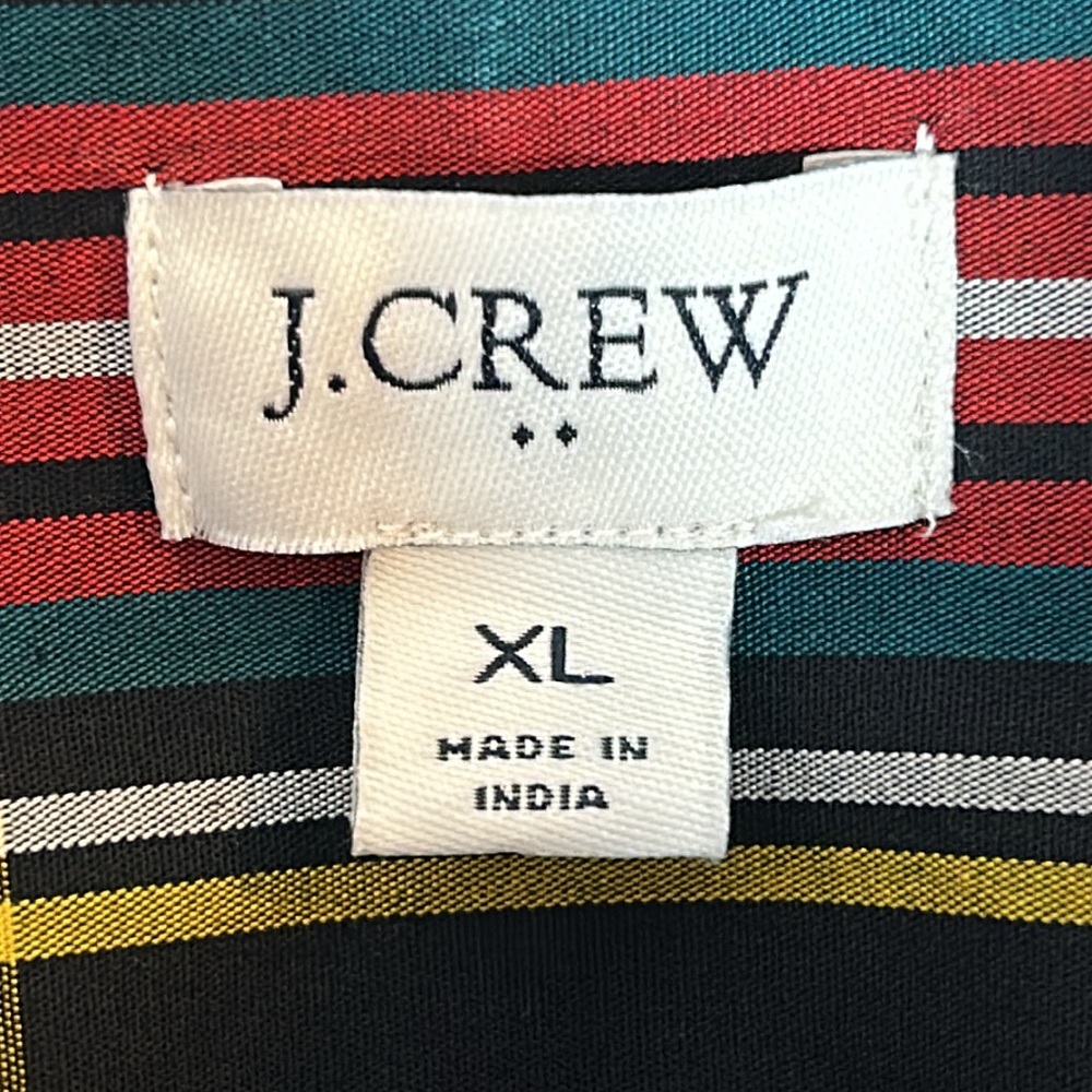 J. Crew Red, Black, Green and Gold Plaid Rhinestone Button-Down Shirt Size XL - Picture 7 of 14